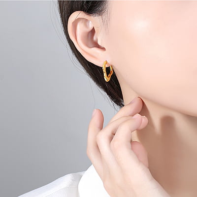 18k Gold-Plated Ripple Hooped Earrings