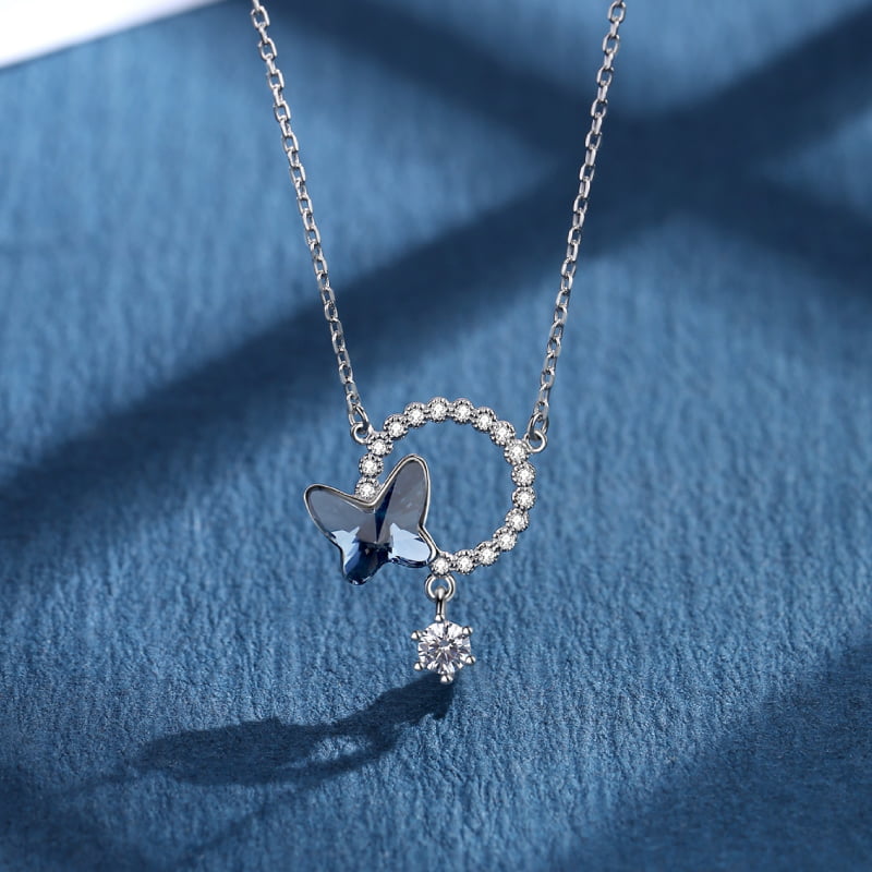 Enchanted Blue Crystal Butterfly Necklace Enchanted Blue Crystal Butterfly Necklace