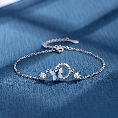Enchanted Blue Crystal Butterfly Bracelet