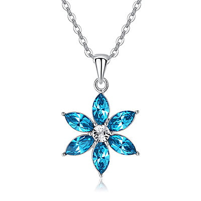 Blue Crystal Daisy Necklace